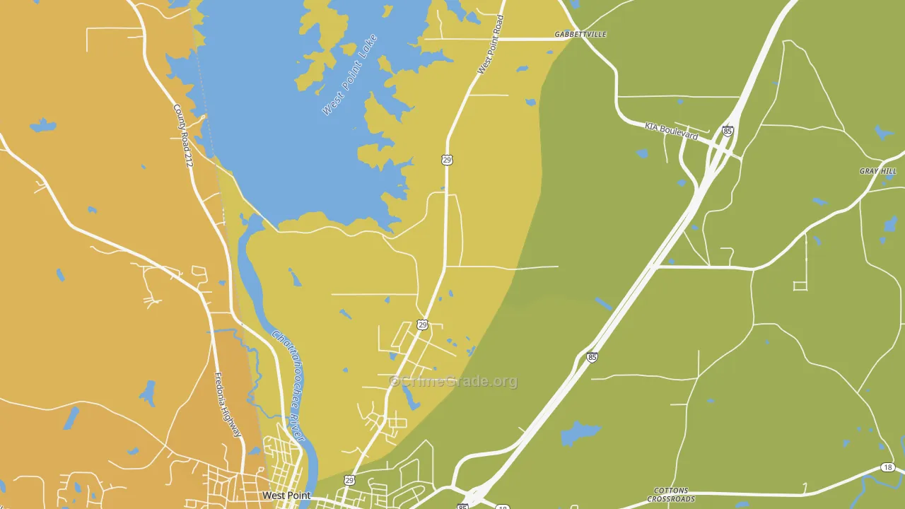North West Point, GA Map of Vehicle Theft Rates