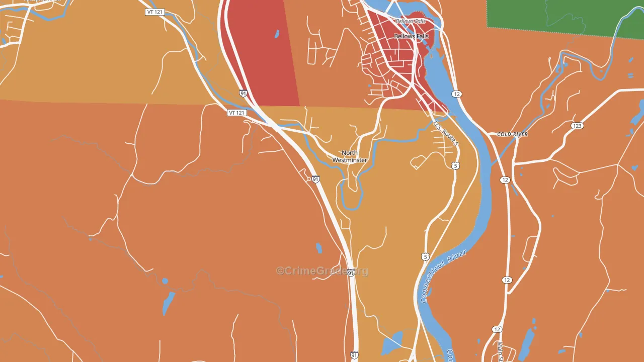 North Westminster, VT Map of Vehicle Theft Rates