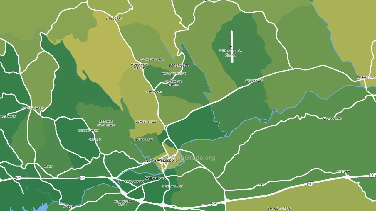 North Wilkesboro, NC Map of Vehicle Theft Rates
