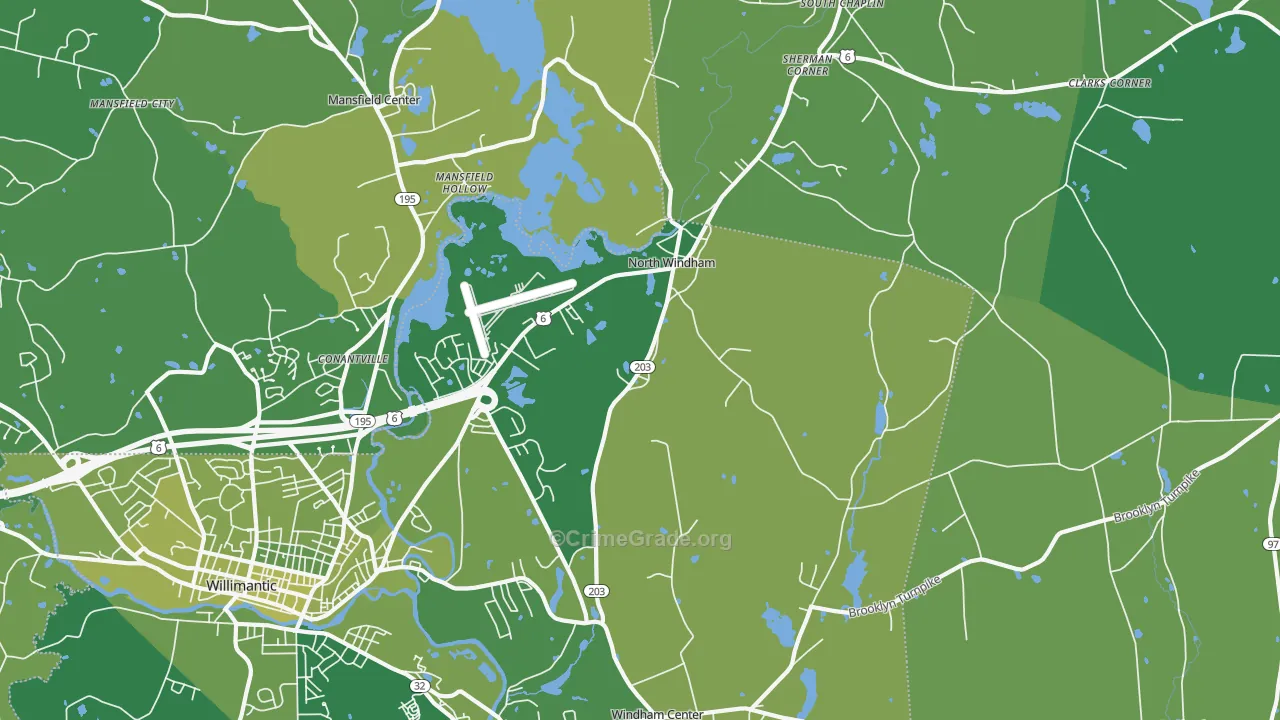 North Windham, CT Map of Vehicle Theft Rates