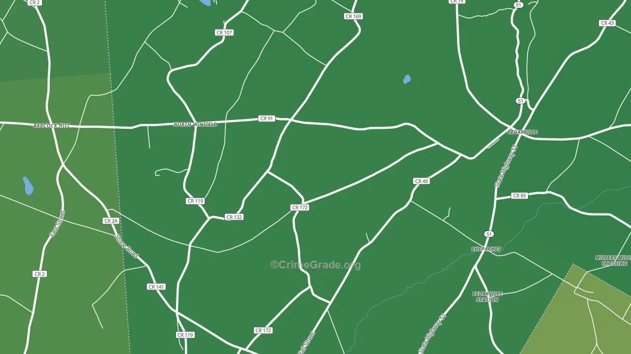 North Winfield, NY Map of Vehicle Theft Rates