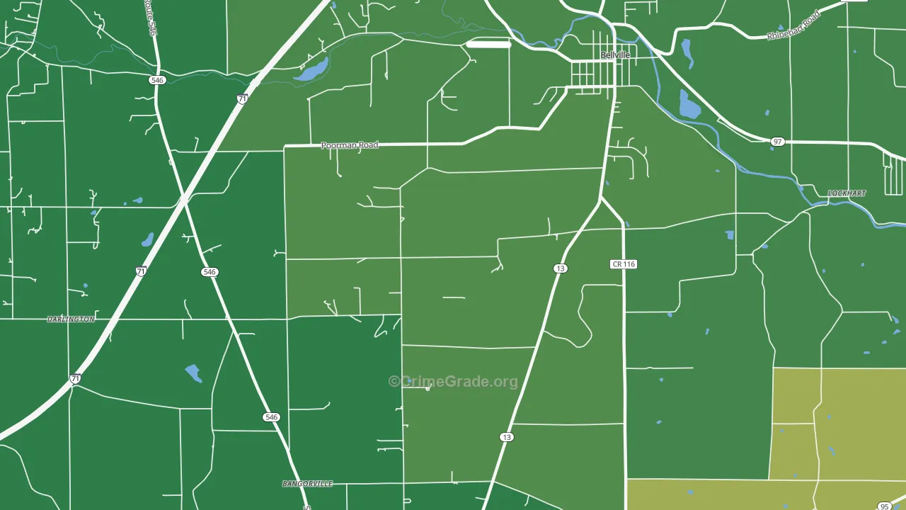 North Woodbury, OH Map of Vehicle Theft Rates