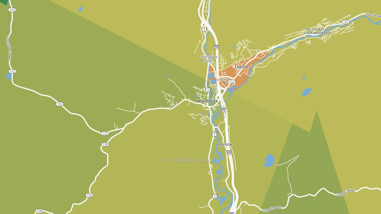 North Woodstock, NH Map of Vehicle Theft Rates
