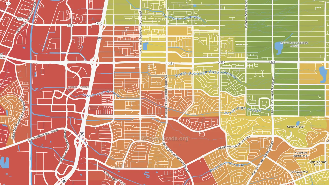 North Wyoming, Albuquerque, NM Map of Vehicle Theft Rates