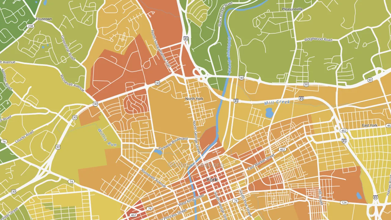 North York, PA Map of Vehicle Theft Rates