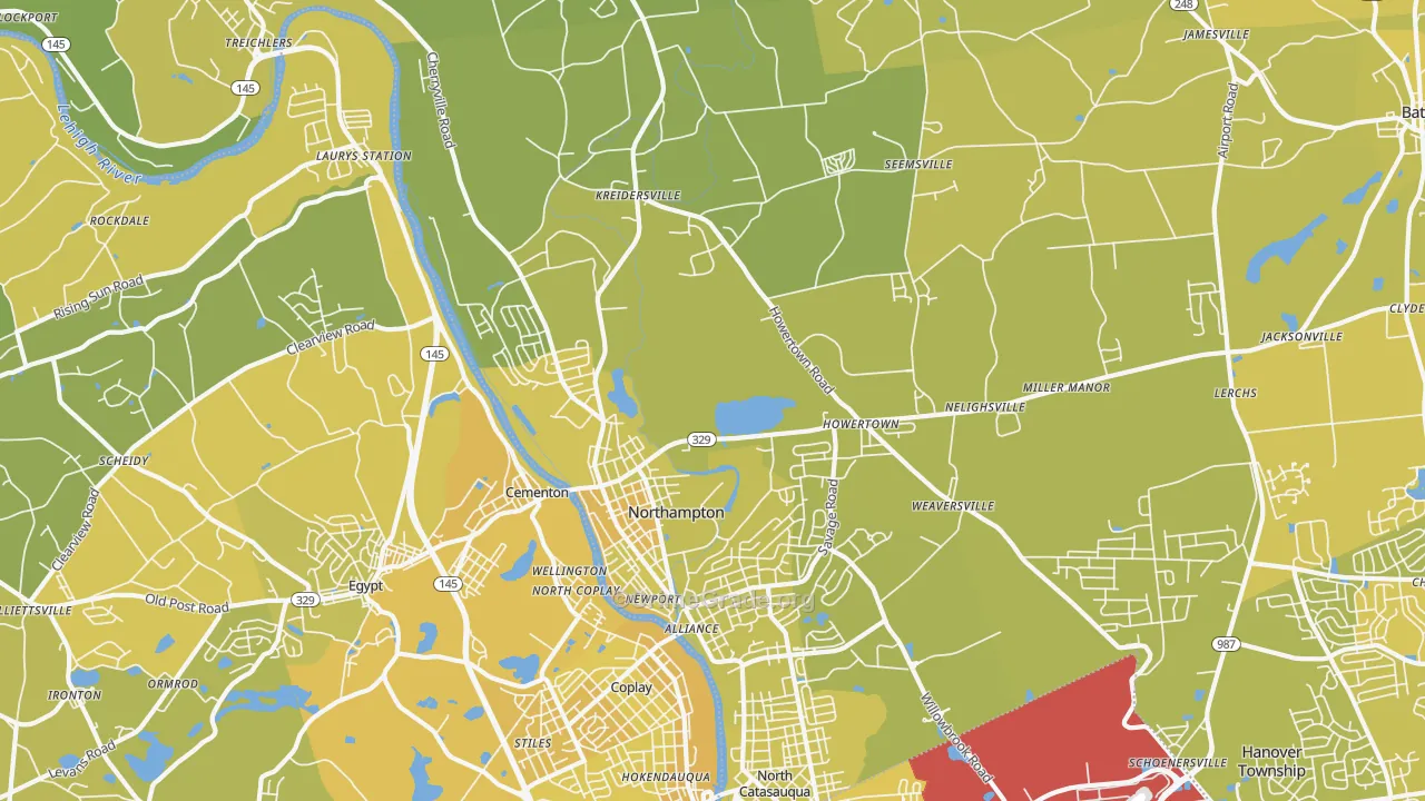 Northampton, PA Map of Vehicle Theft Rates