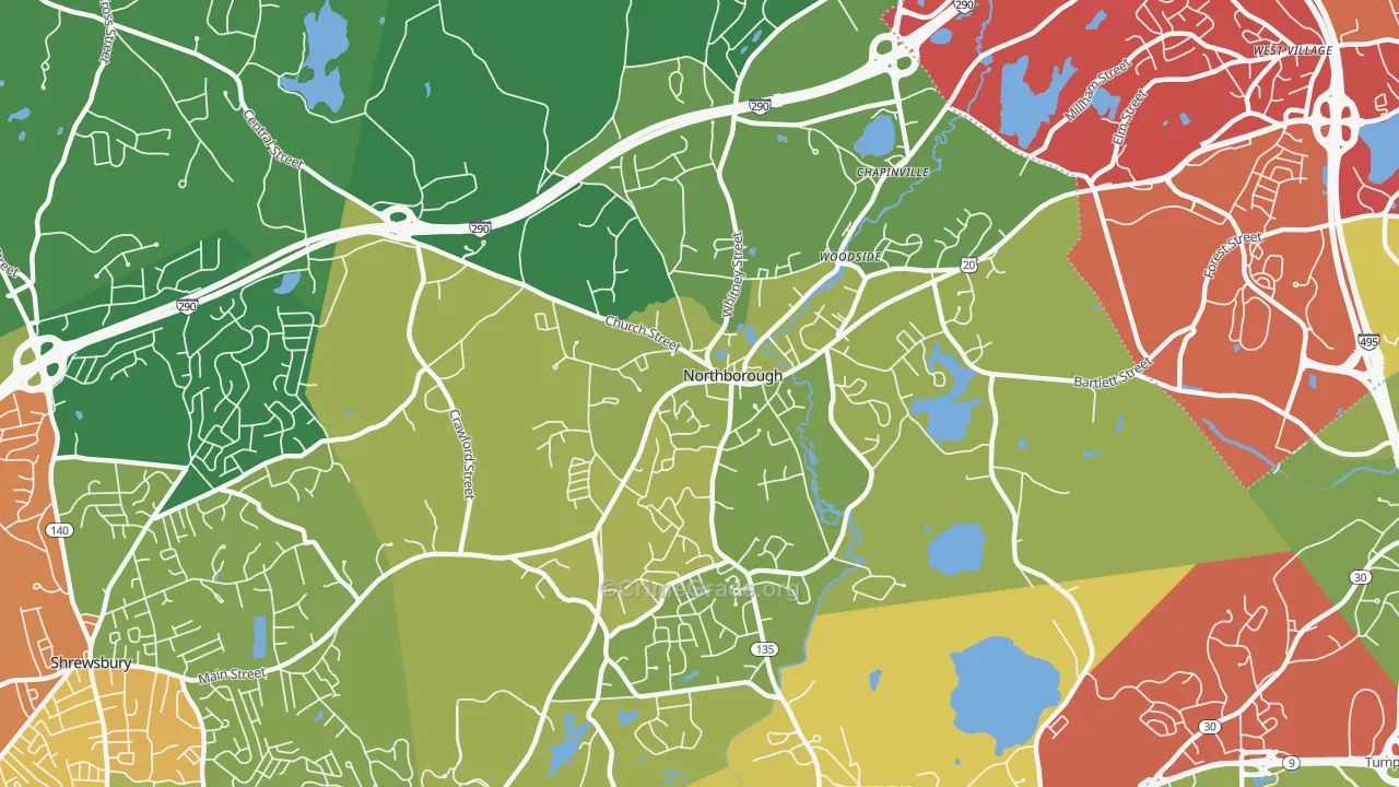 Northborough, MA Map of Vehicle Theft Rates