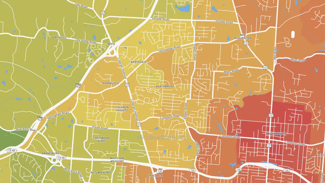 Northbrook, Cincinnati, OH Map of Vehicle Theft Rates