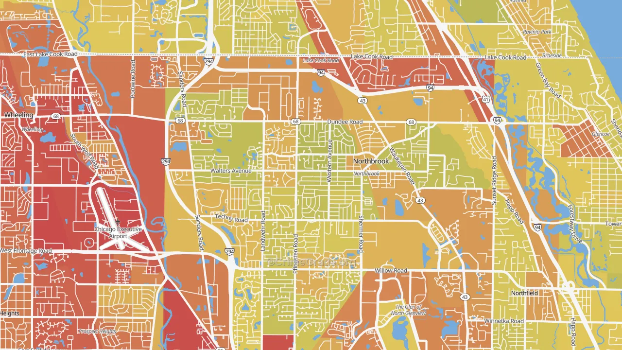 Northbrook, IL Map of Vehicle Theft Rates