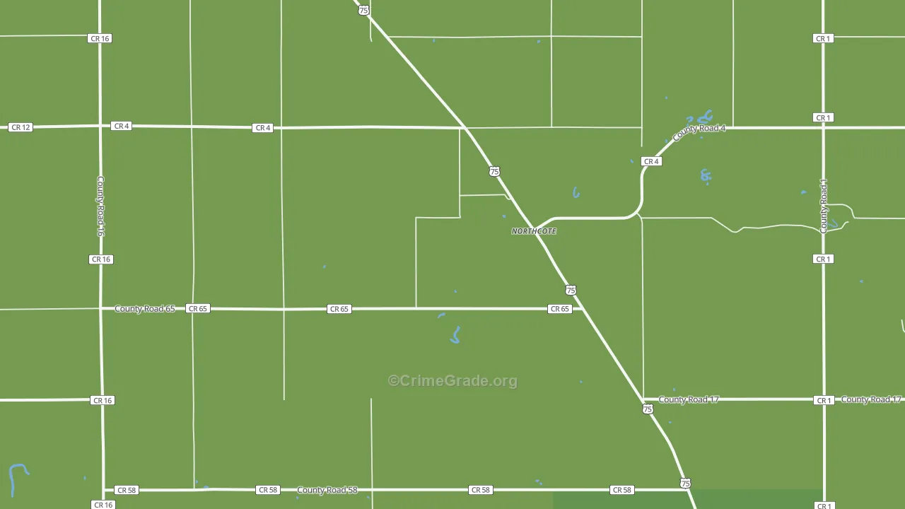Northcote, MN Map of Vehicle Theft Rates