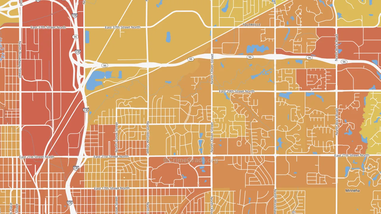 Northeast Heights, Wichita, KS Map of Vehicle Theft Rates
