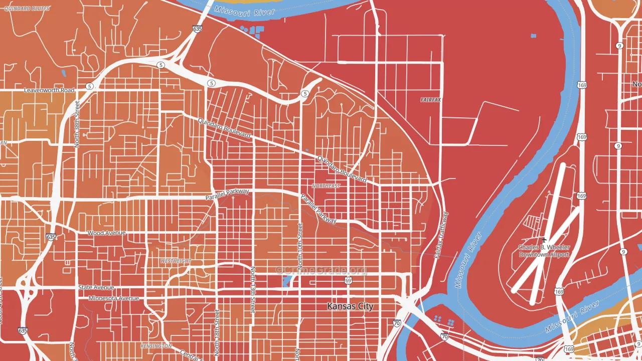 Northeast, Kansas City, KS Map of Vehicle Theft Rates
