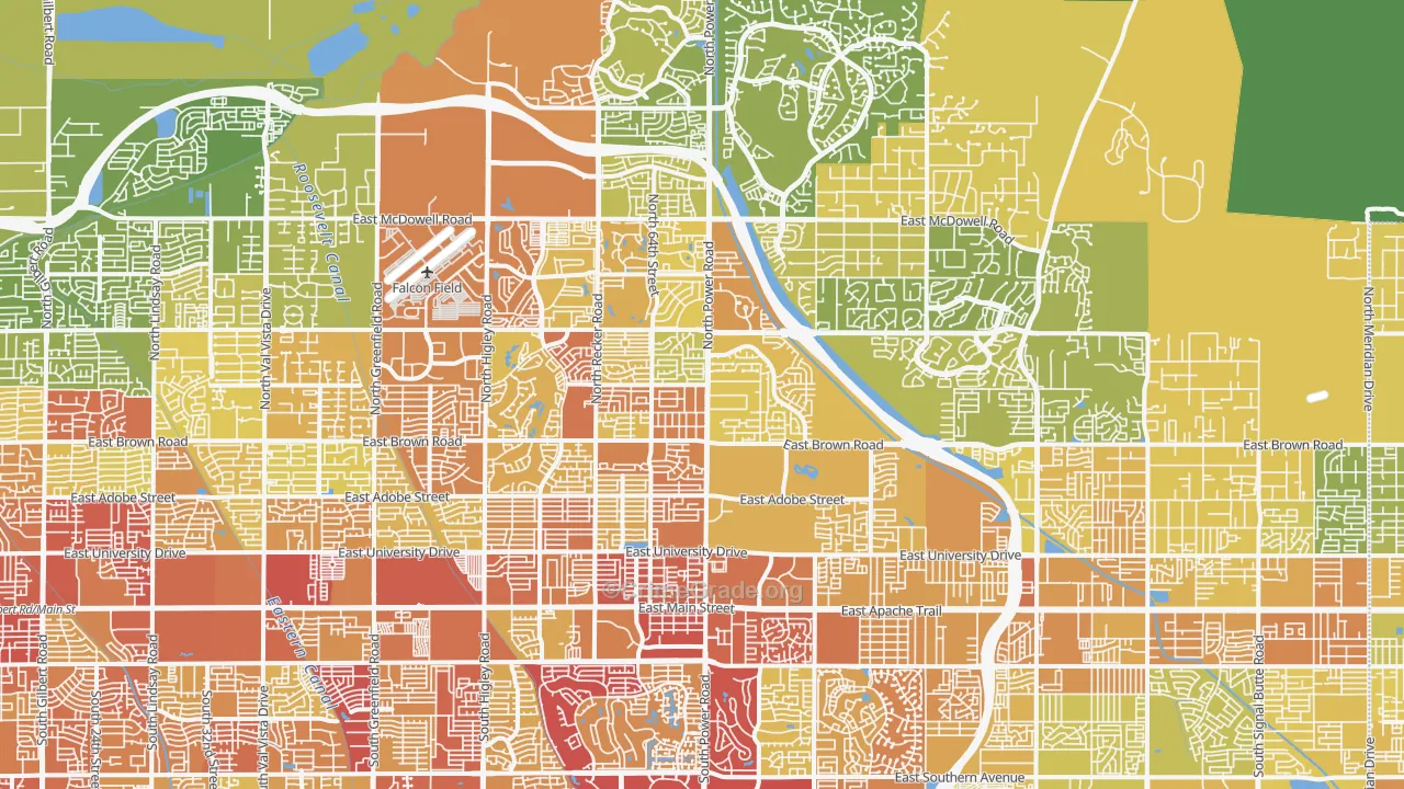Northeast, Mesa, AZ Map of Vehicle Theft Rates