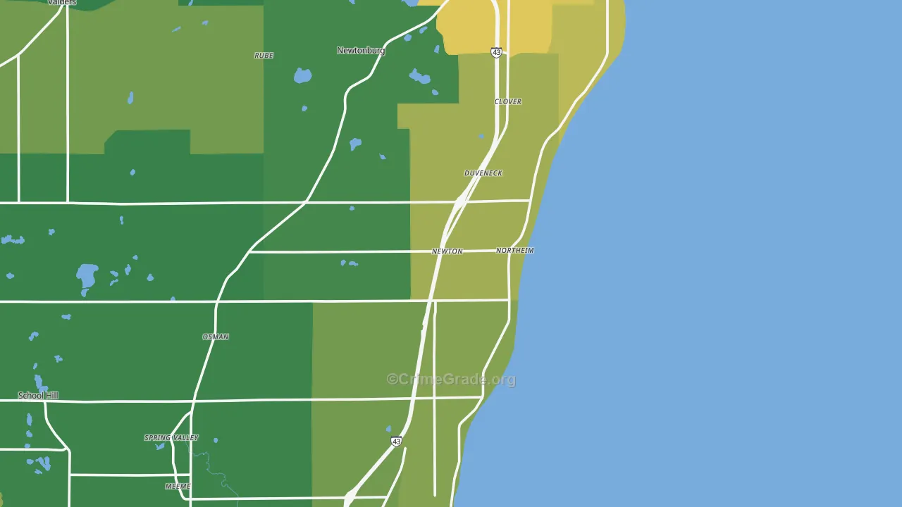 Northeim, WI Map of Vehicle Theft Rates