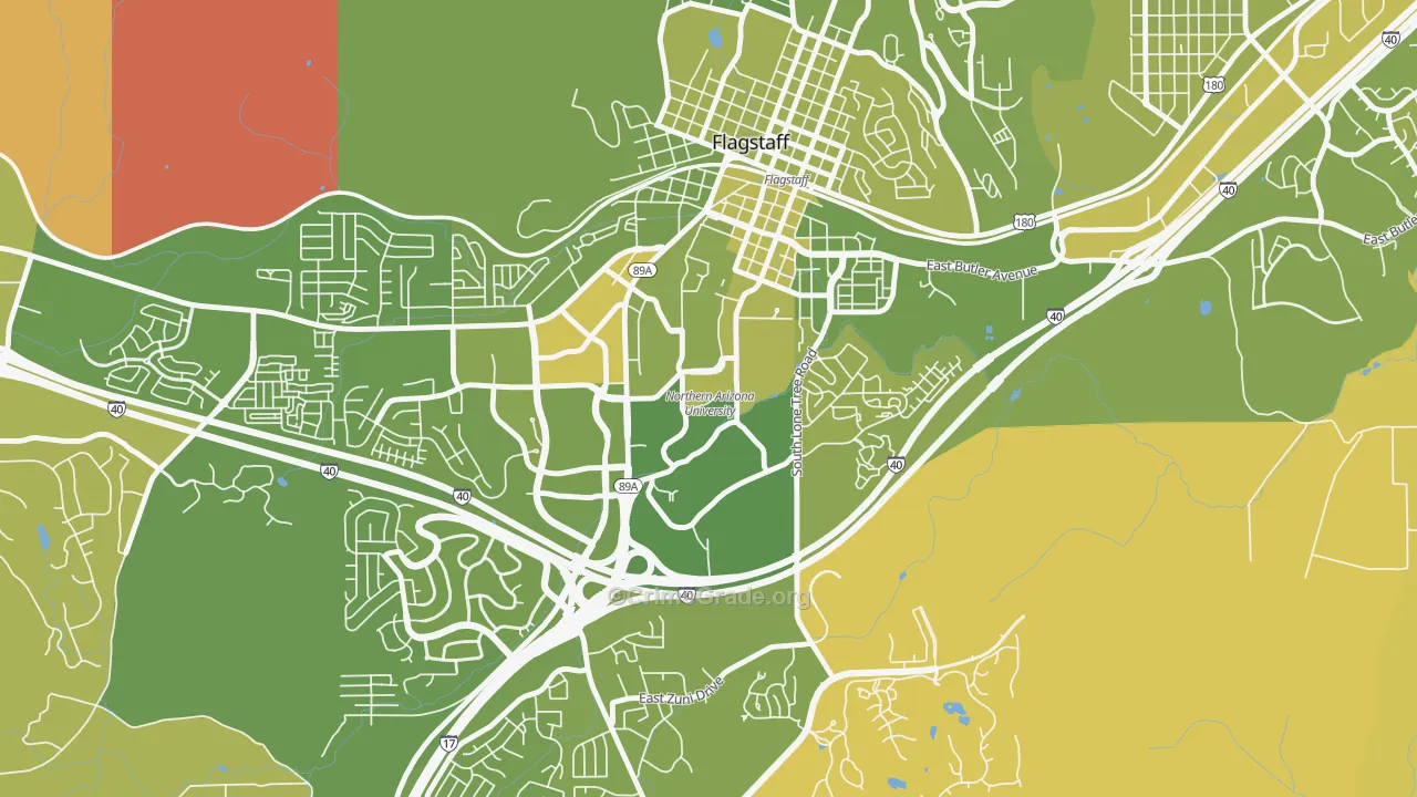 Northern Arizona University, Flagstaff, AZ Map of Vehicle Theft Rates
