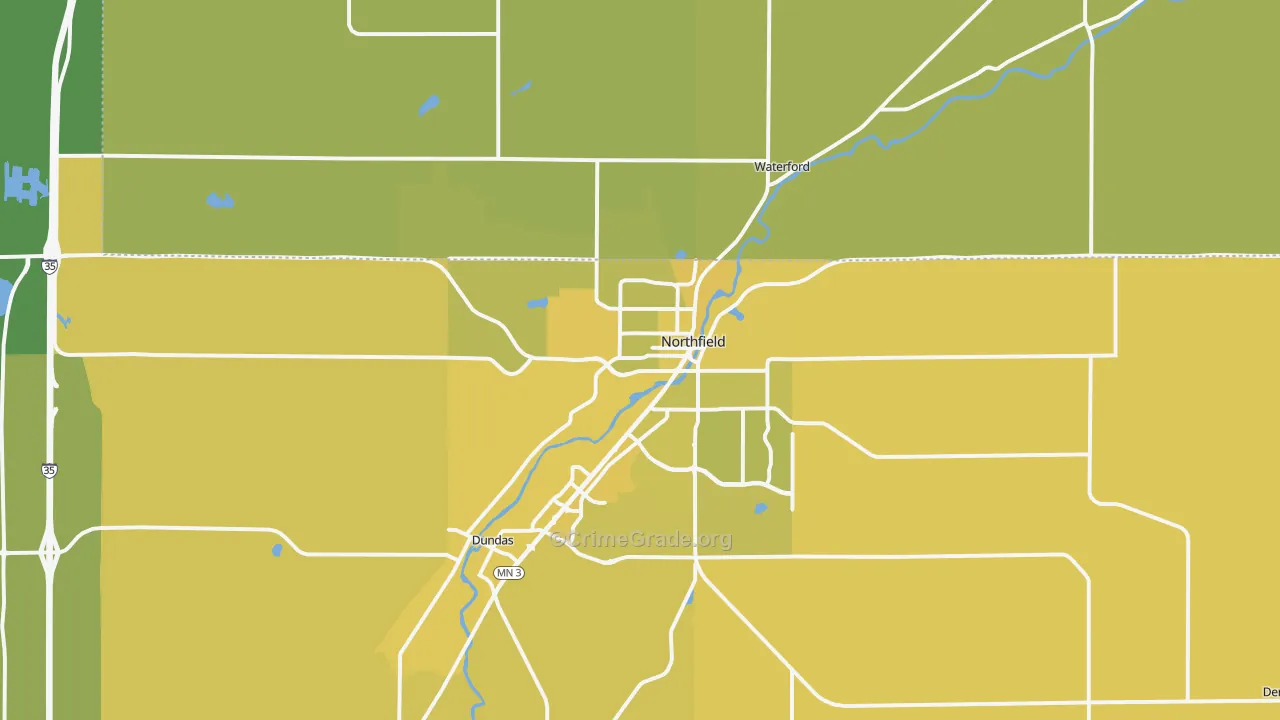 Northfield, MN Map of Vehicle Theft Rates