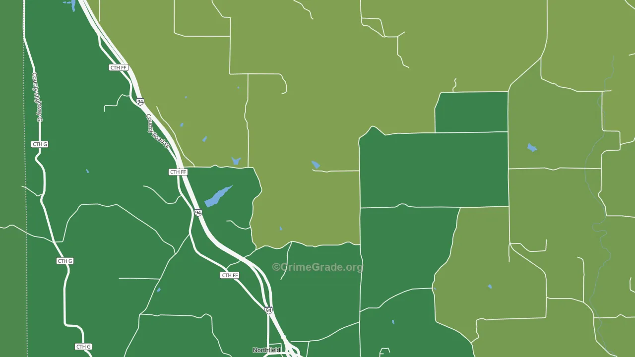 Northfield, WI Map of Vehicle Theft Rates