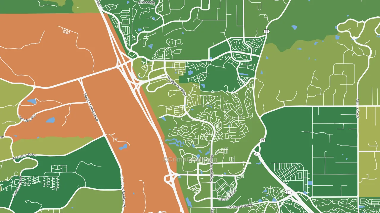 Northgate, Colorado Springs, CO Map of Vehicle Theft Rates