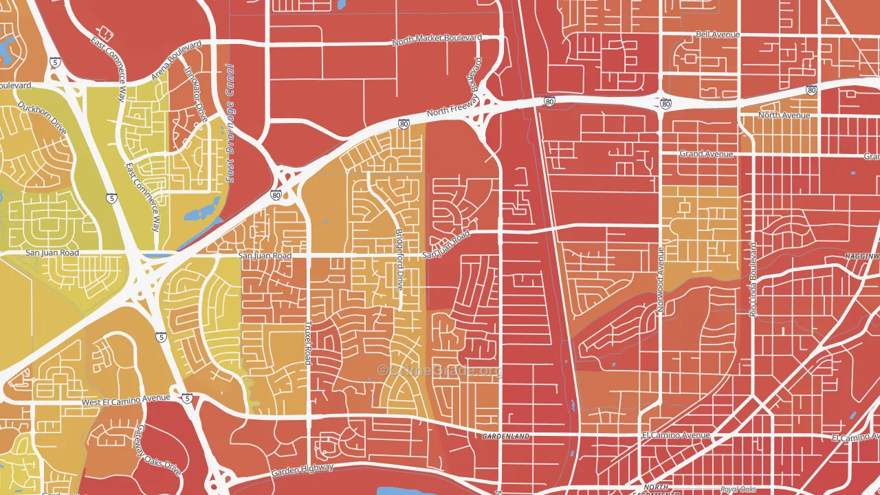 Northgate Sacramento, Sacramento, CA Map of Vehicle Theft Rates