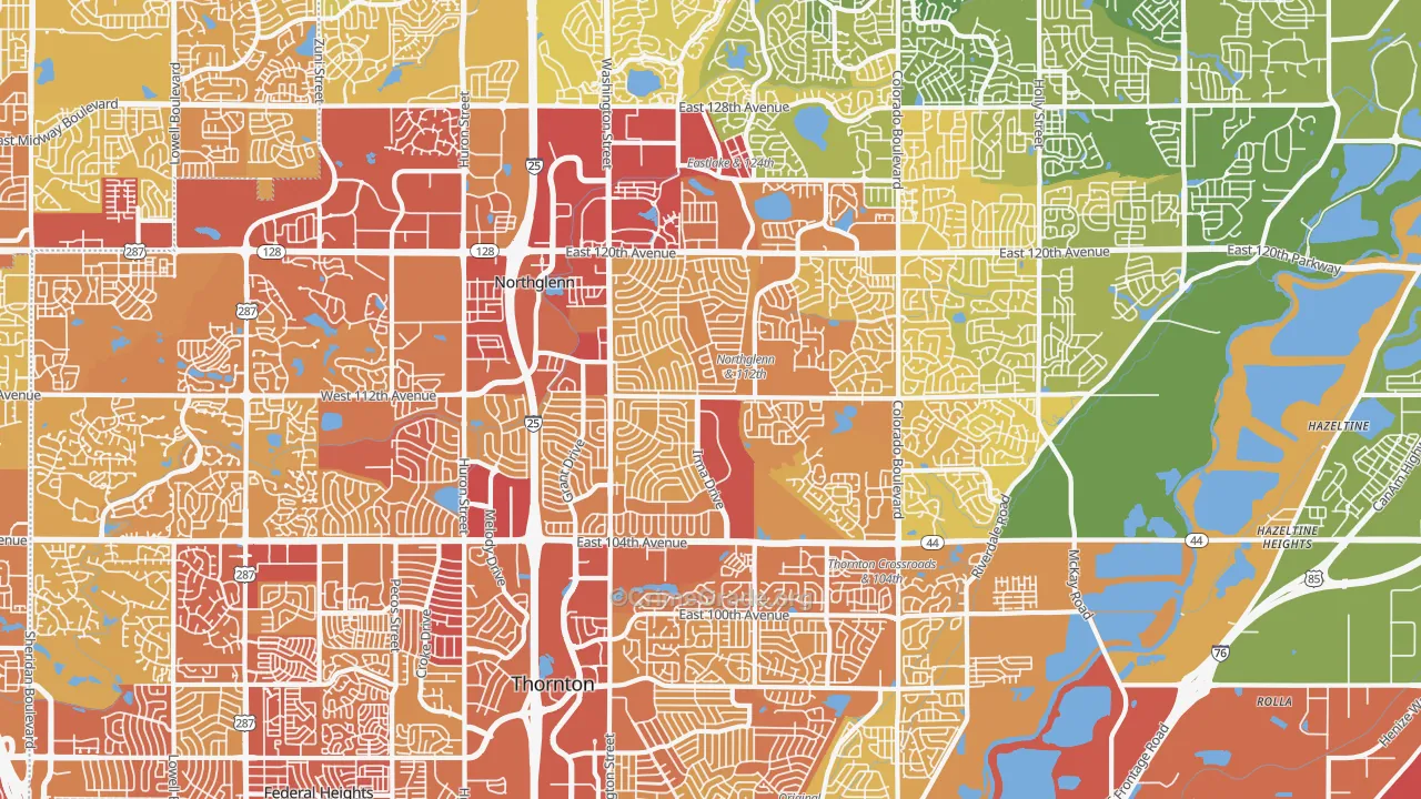 Northglenn, CO Map of Vehicle Theft Rates