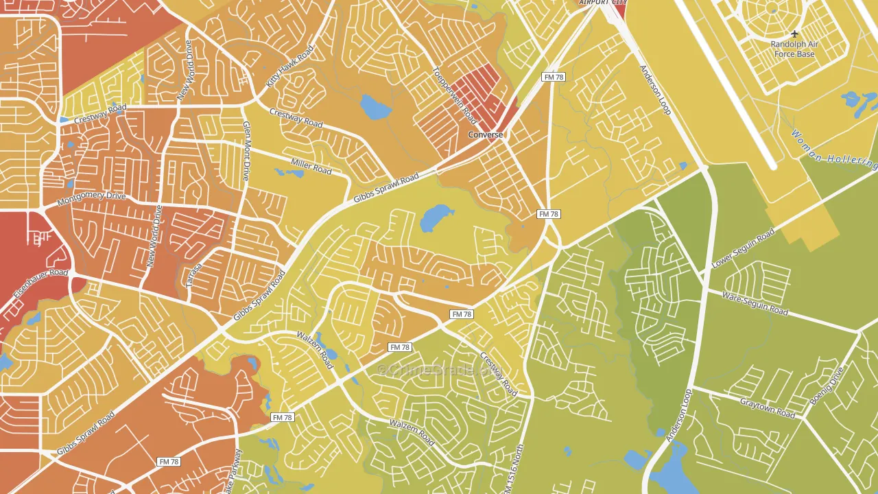 Northhampton, Converse, TX Map of Vehicle Theft Rates