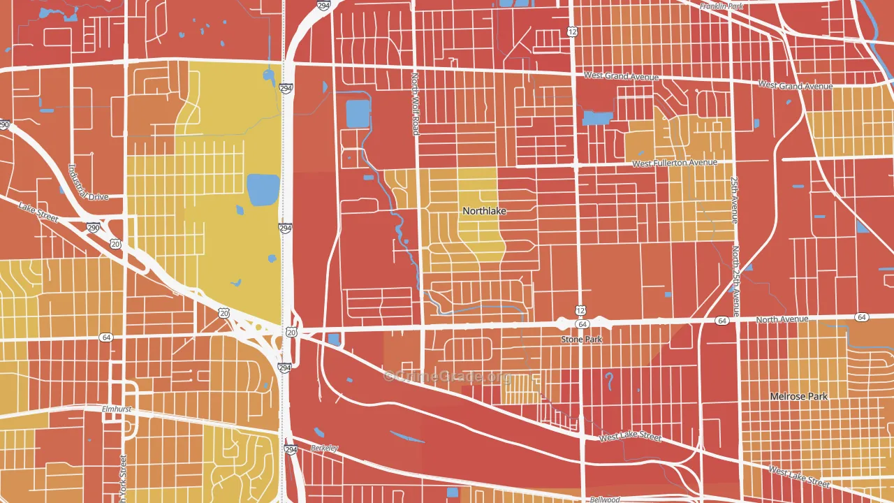 Northlake, IL Map of Vehicle Theft Rates