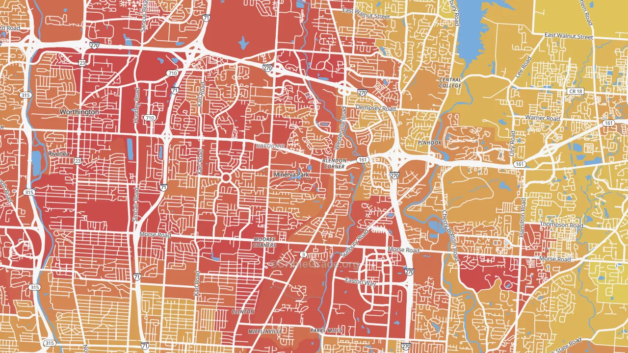 Northland, Columbus, OH Map of Vehicle Theft Rates