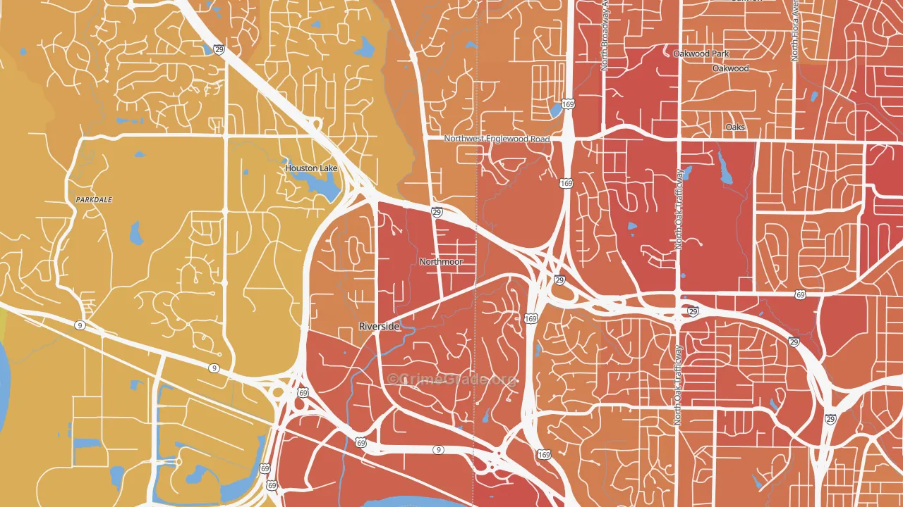Northmoor, MO Map of Vehicle Theft Rates