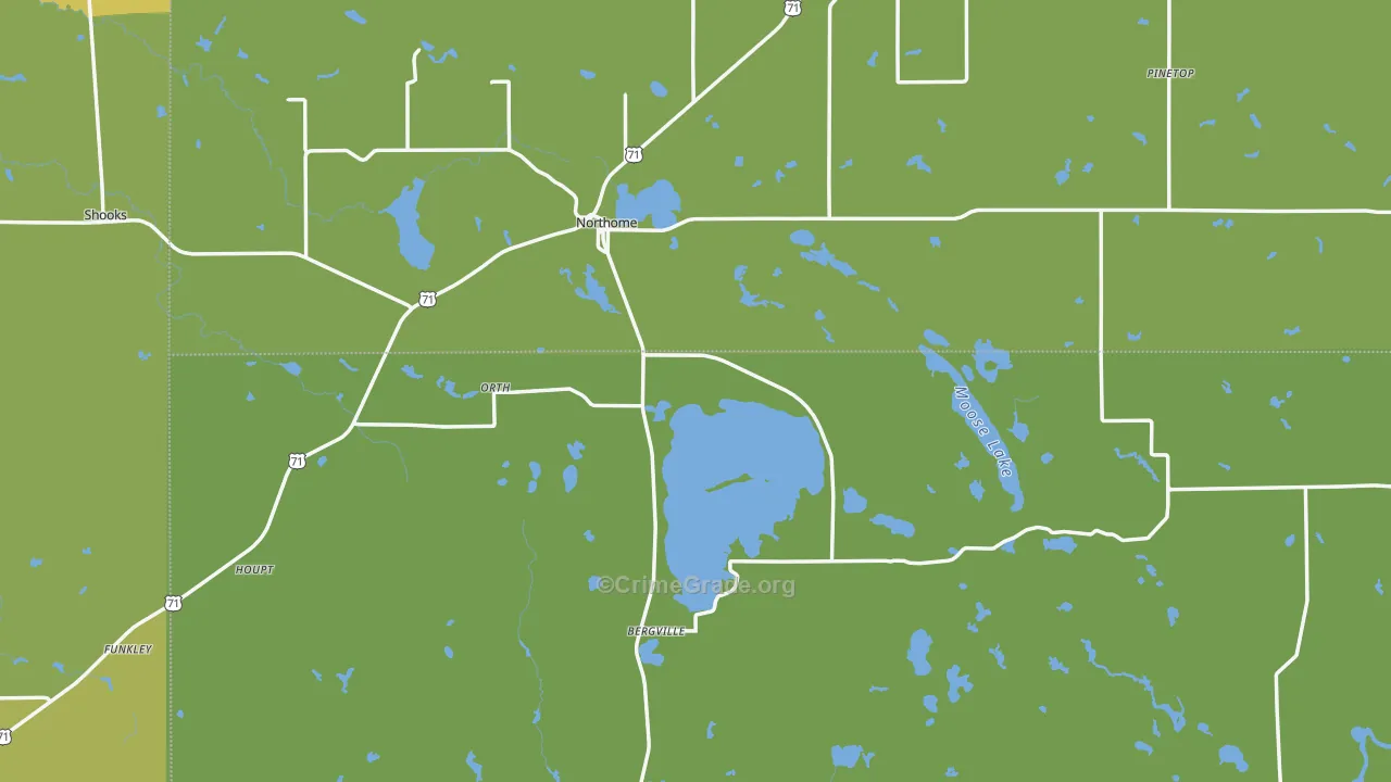 Northome, MN Map of Vehicle Theft Rates