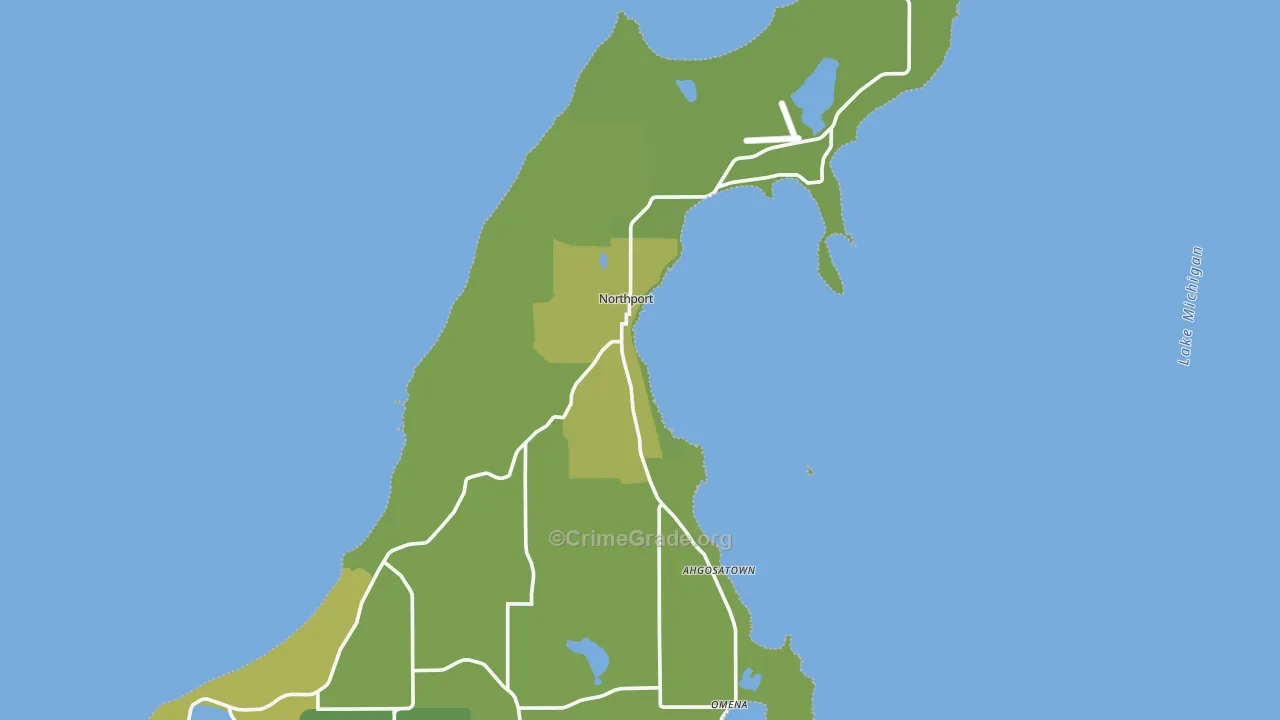 Northport, MI Map of Vehicle Theft Rates