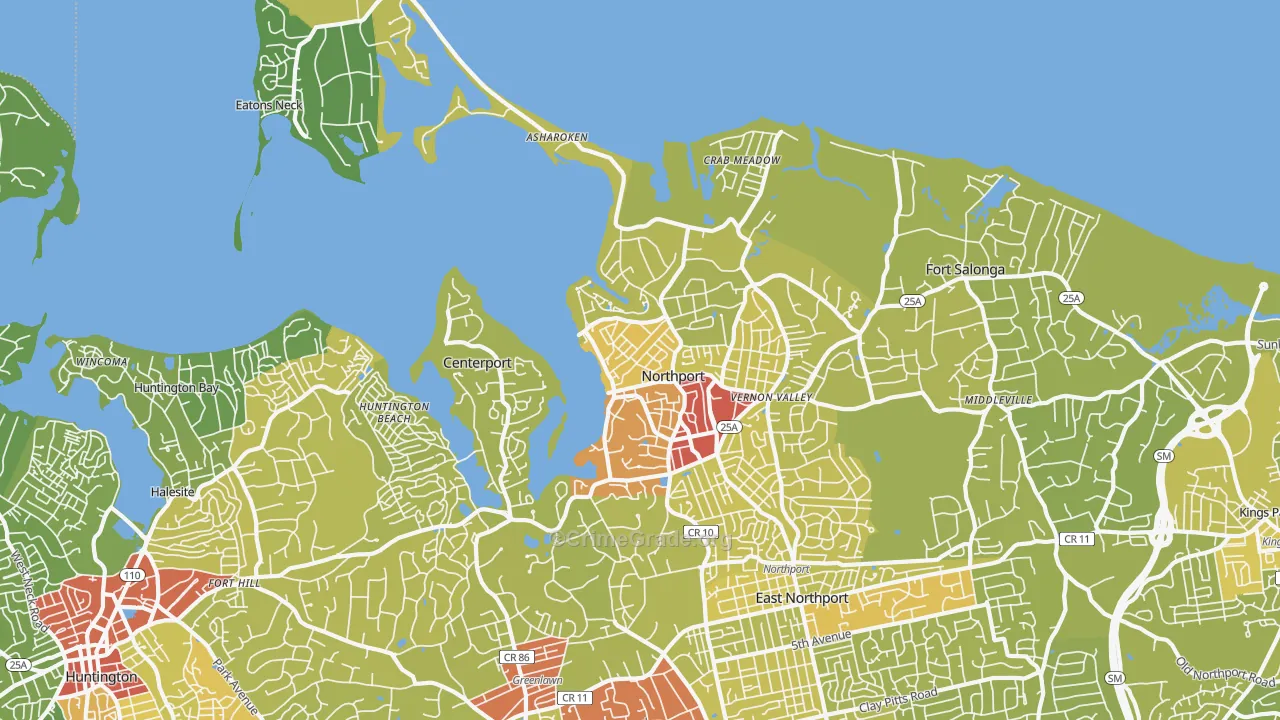 Northport, NY Map of Vehicle Theft Rates