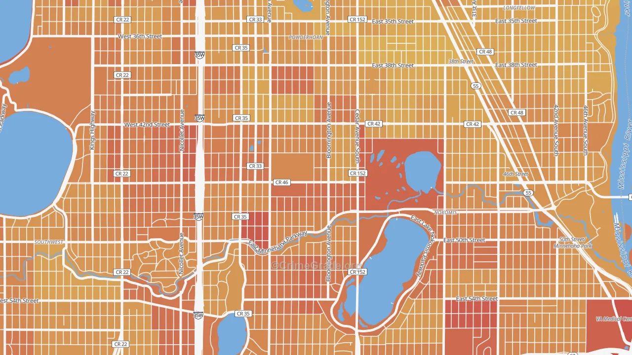 Northrup, Minneapolis, MN Map of Vehicle Theft Rates