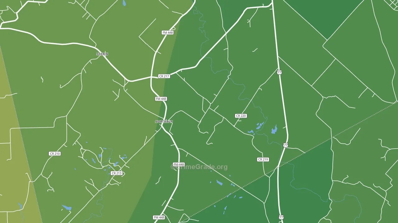 Northrup, TX Map of Vehicle Theft Rates