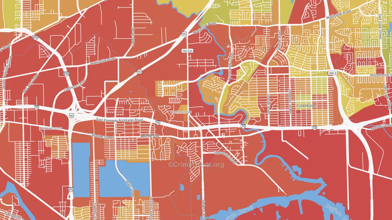 Northshore, Houston, TX Map of Vehicle Theft Rates