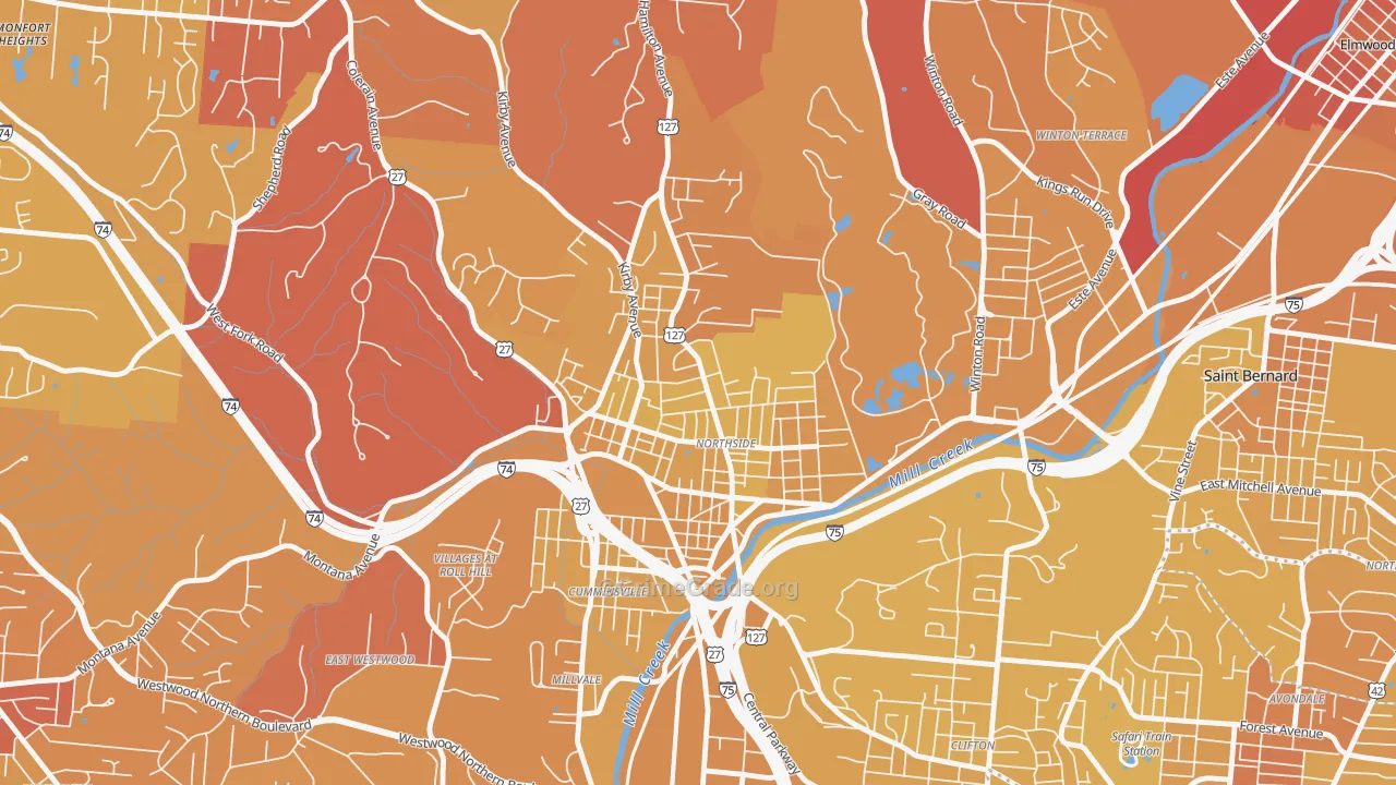 Northside, Cincinnati, OH Map of Vehicle Theft Rates