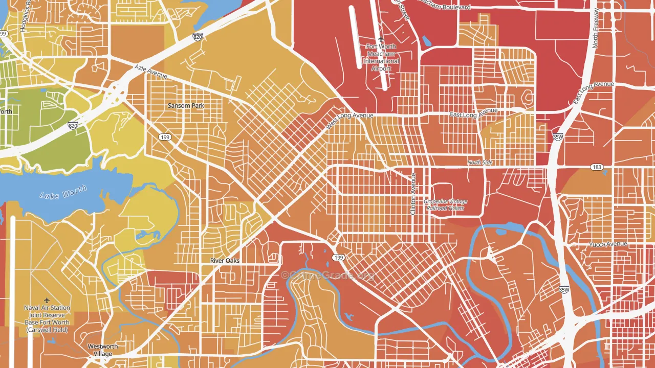 Northside, Fort Worth, TX Map of Vehicle Theft Rates