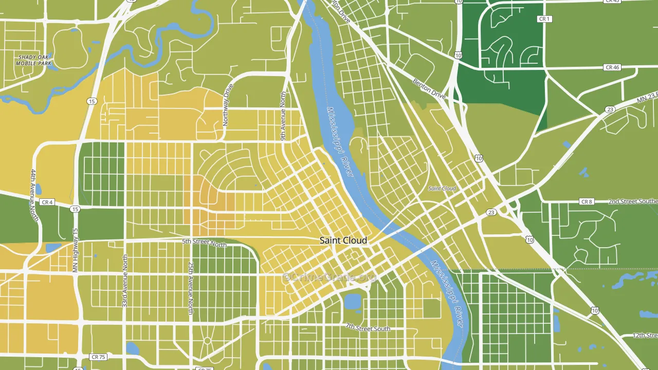 Northside Hester Park, St. Cloud, MN Map of Vehicle Theft Rates