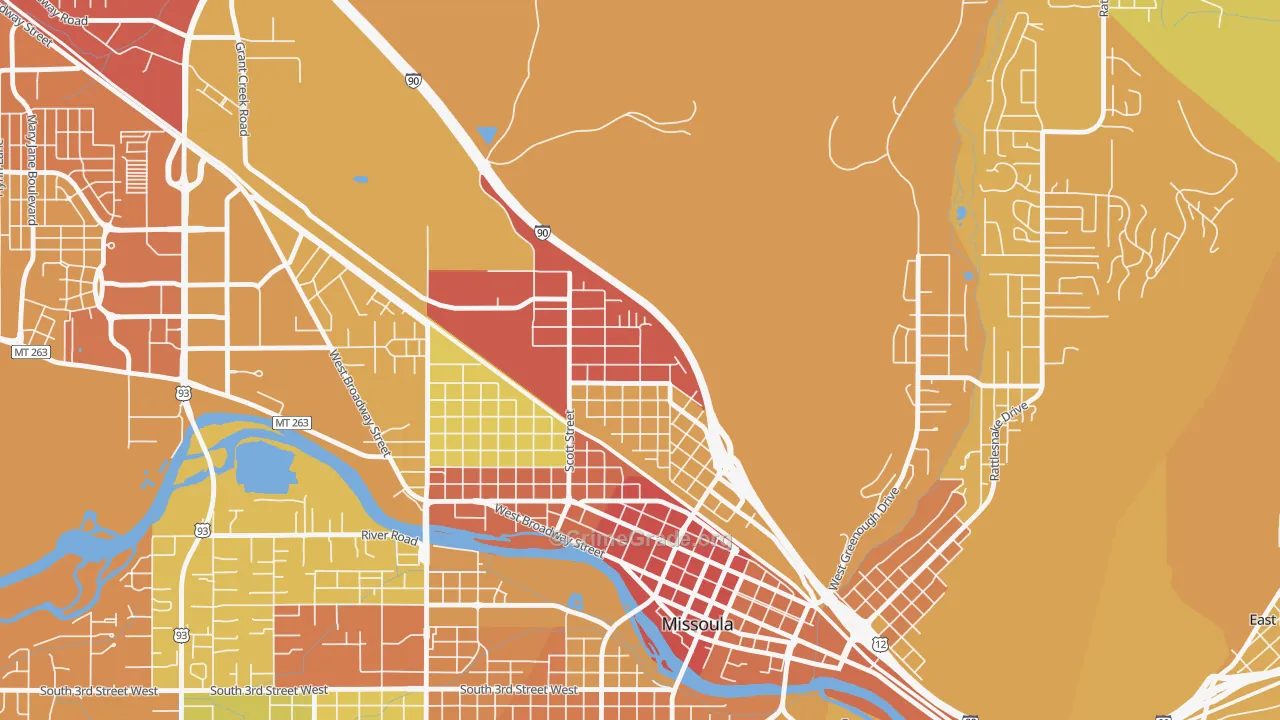 Northside, Missoula, MT Map of Vehicle Theft Rates