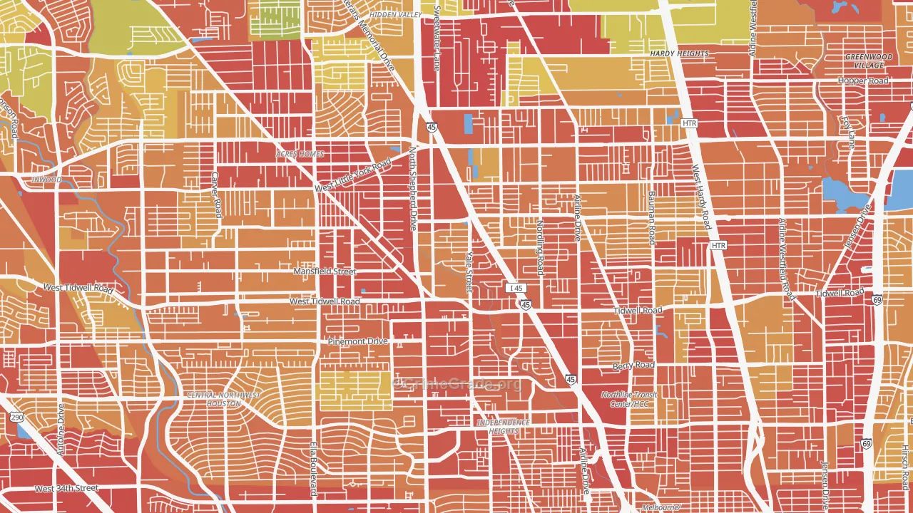 Northside Northline, Houston, TX Map of Vehicle Theft Rates