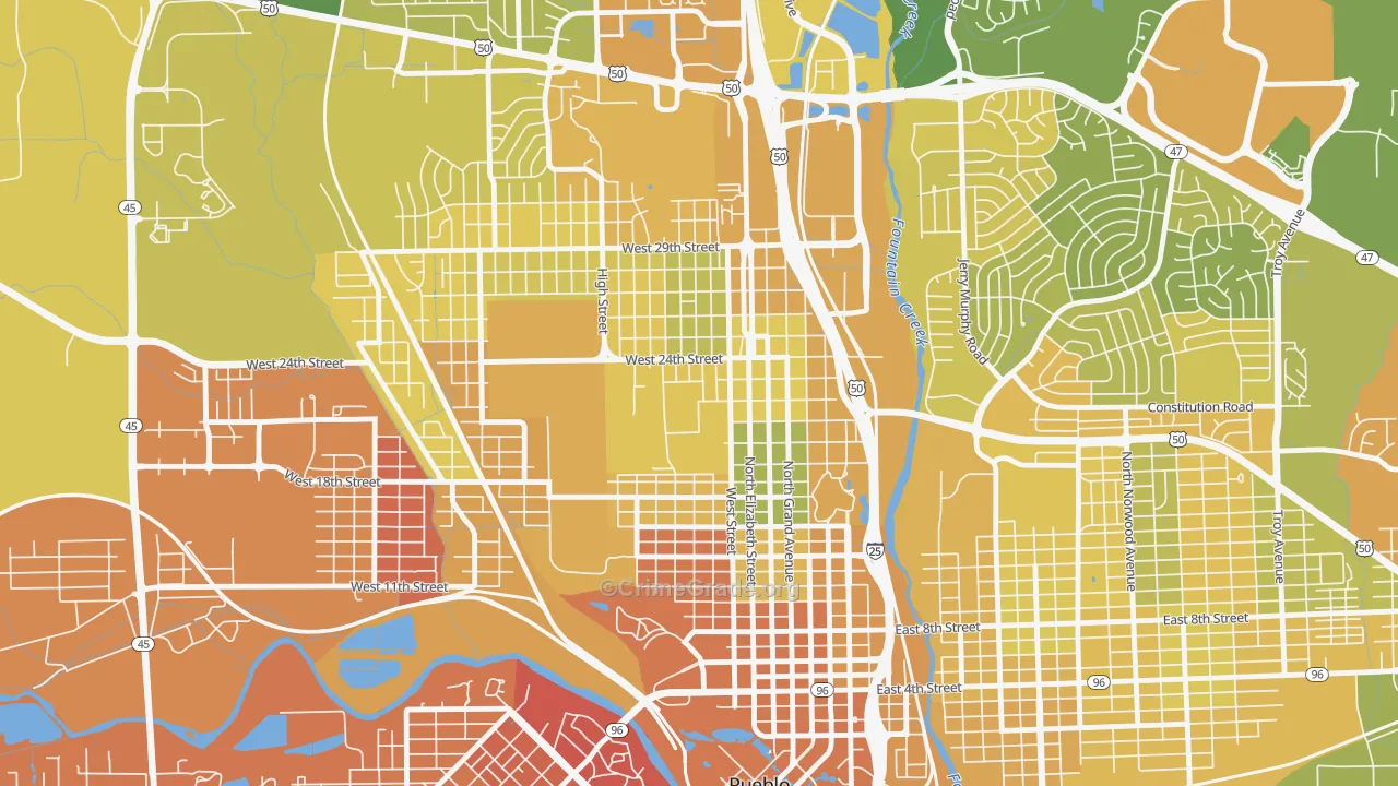 Northside, Pueblo, CO Map of Vehicle Theft Rates