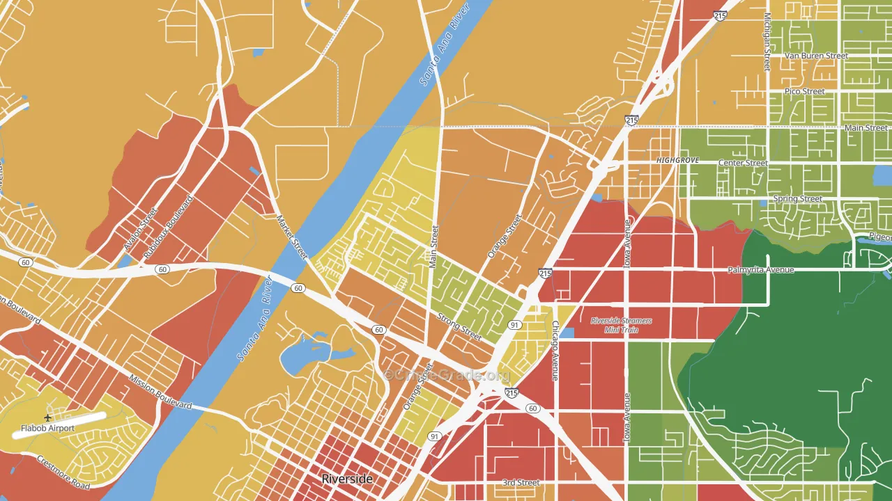 Northside, Riverside, CA Map of Vehicle Theft Rates
