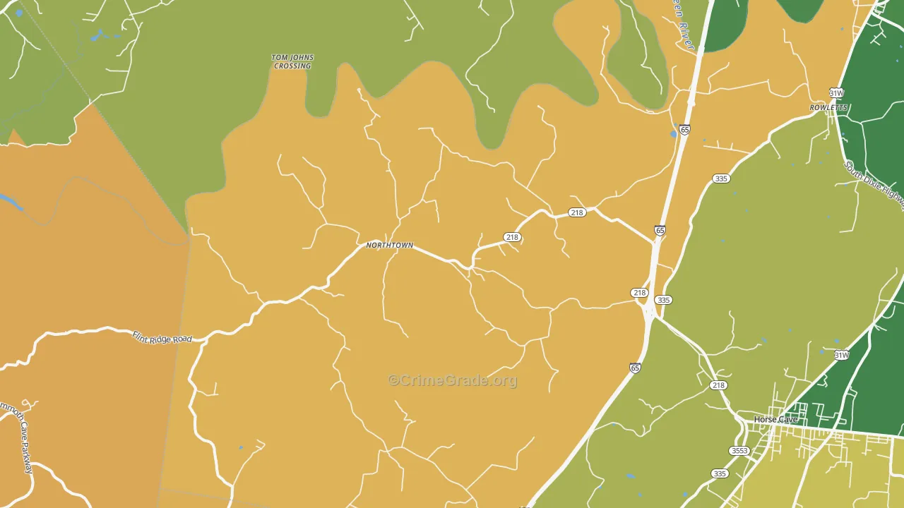 Northtown, KY Map of Vehicle Theft Rates