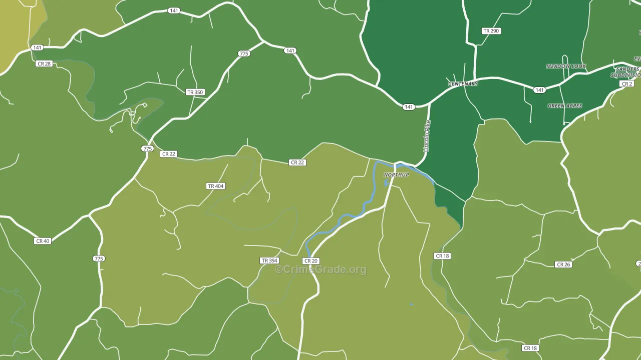 Northup, OH Map of Vehicle Theft Rates