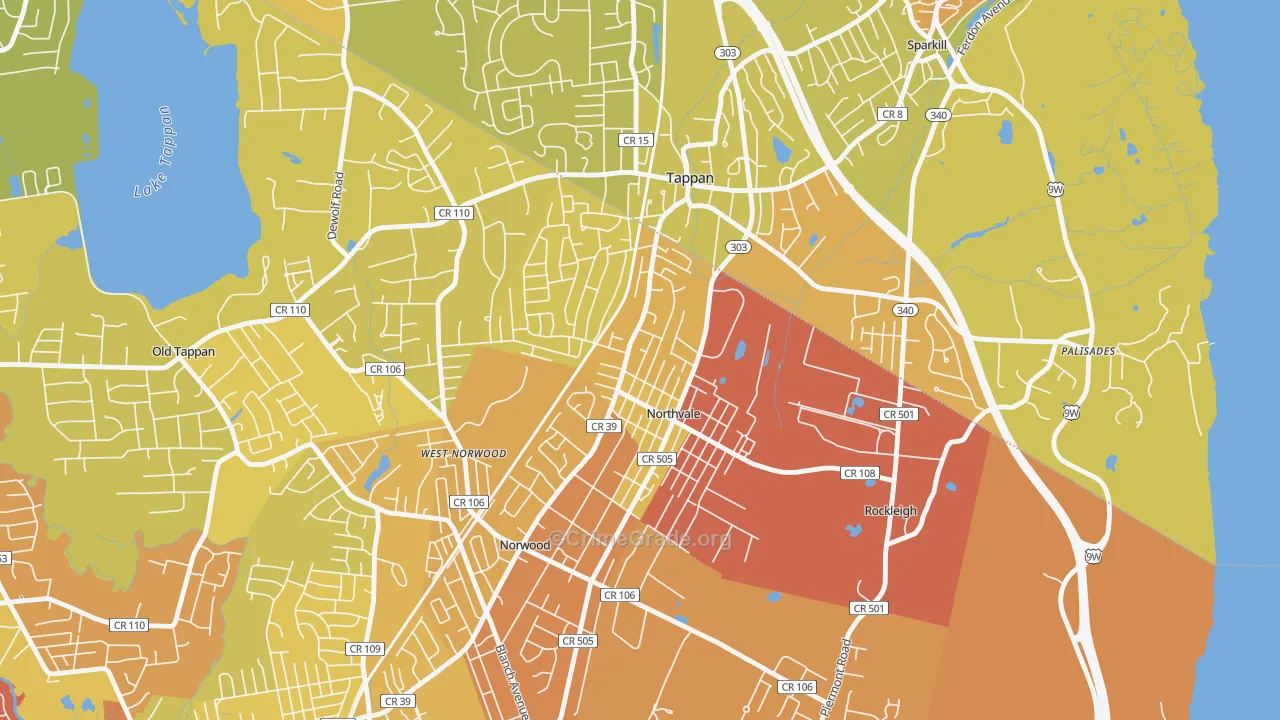 Northvale, NJ Map of Vehicle Theft Rates