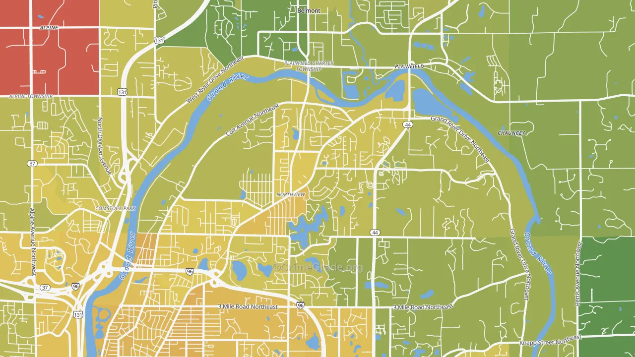 Northview, MI Map of Vehicle Theft Rates