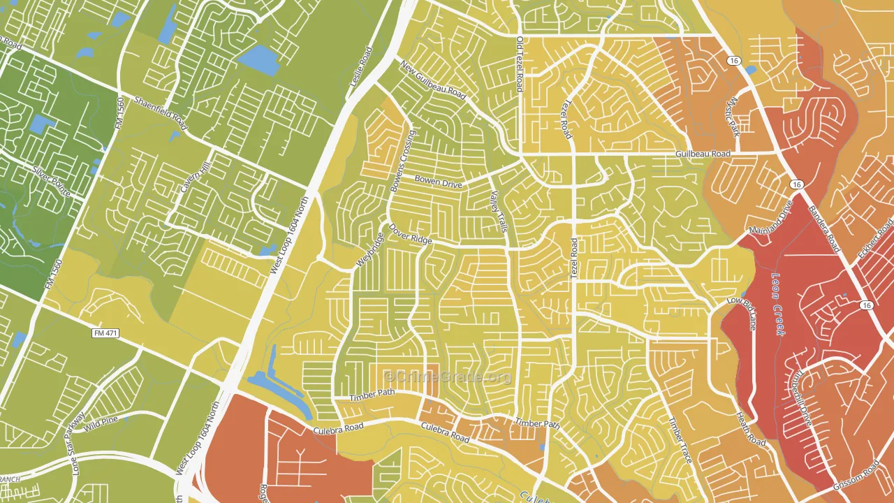Northwest Crossing, San Antonio, TX Map of Vehicle Theft Rates