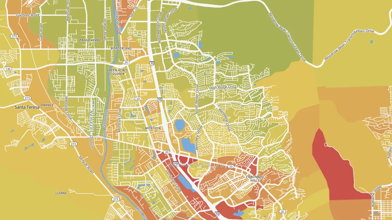 Northwest, El Paso, TX Map of Vehicle Theft Rates