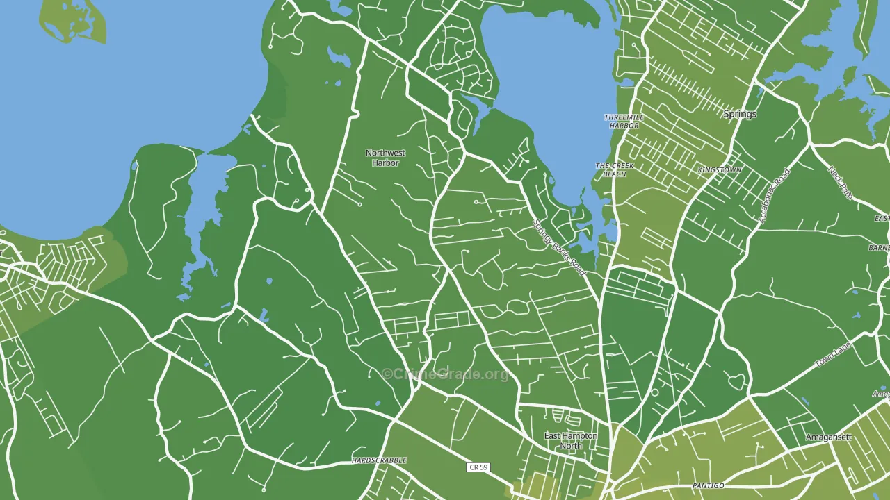 Northwest Harbor, NY Map of Vehicle Theft Rates