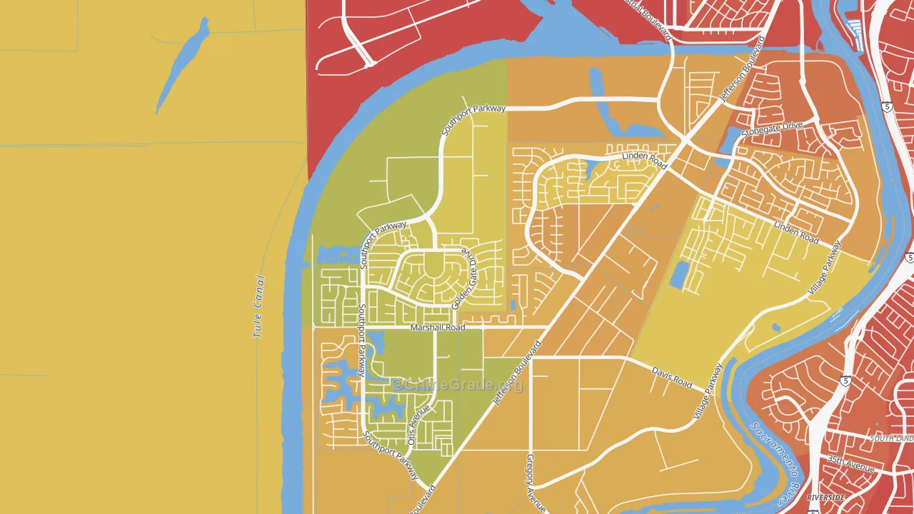 Northwest Village, West Sacramento, CA Map of Vehicle Theft Rates