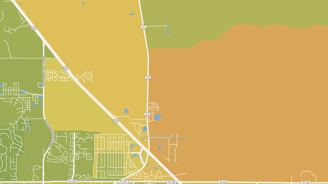 Northwood, FL Map of Vehicle Theft Rates